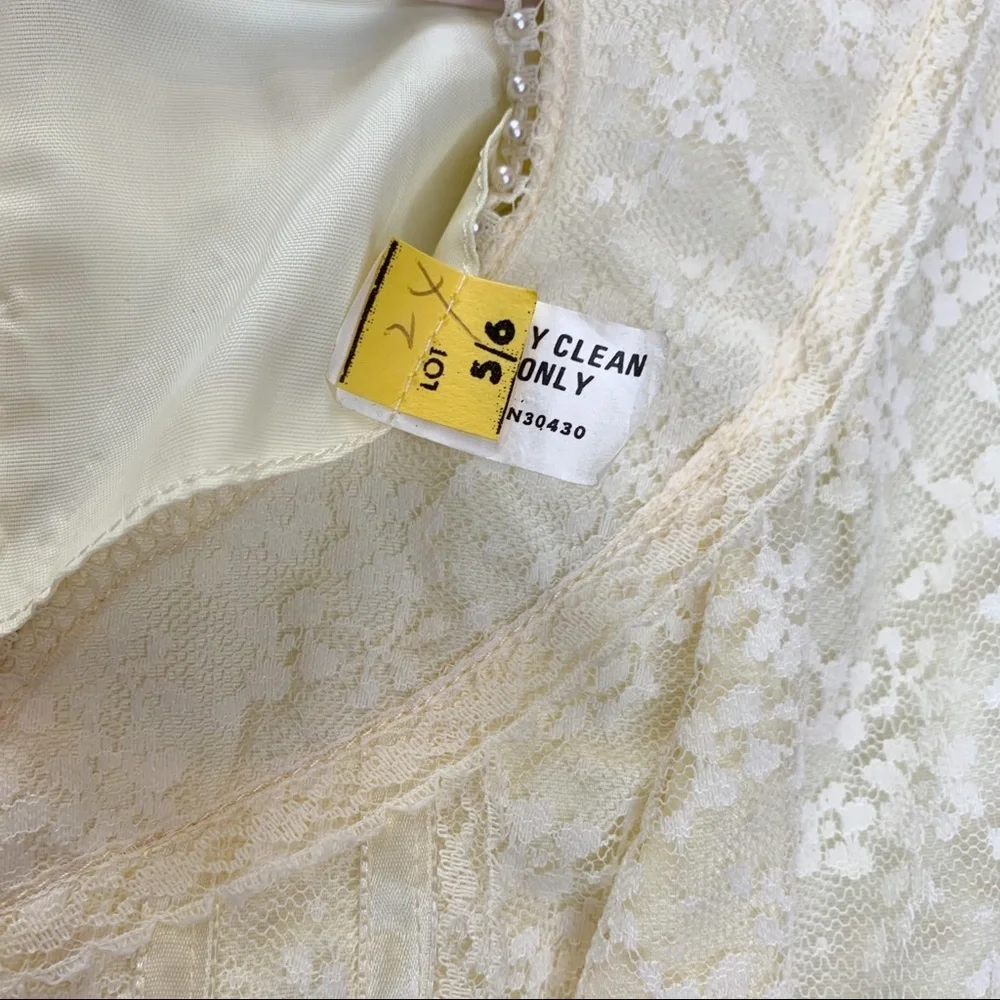 Gunne Sax Romantic Cream Lace Long Dress, S. - Picture 6 of 16